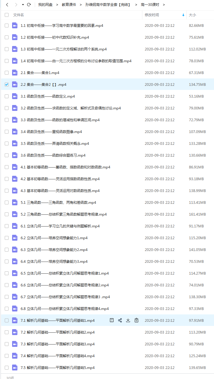高中数学全套 初高中衔接高一高二数学课程视频百度云网盘下载插图1爱书网–中小学课件学习