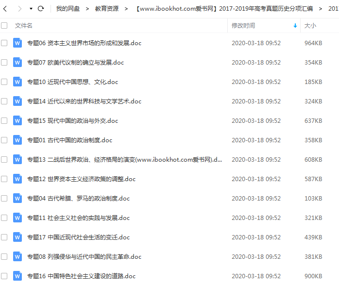 备战2020高考 2017-2019年高考真题历史分项汇编解析Word文档百度云网盘下载插图爱书网–中小学课件学习