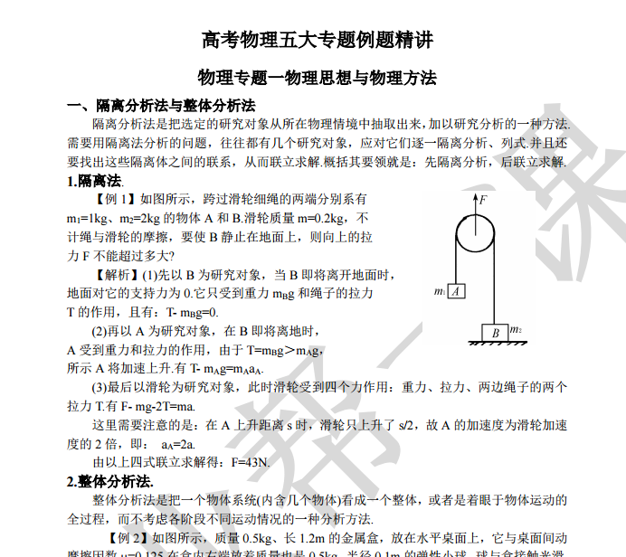 备战2020高考 高中物理五大专题例题精讲PDF文档百度云网盘下载插图爱书网–中小学课件学习