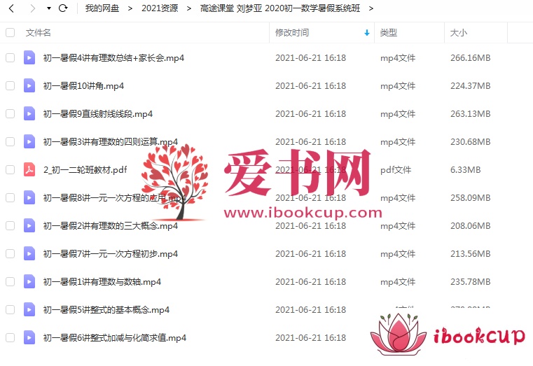 刘梦亚 2020初一数学暑假系统班百度网盘下载插图爱书网–中小学课件学习