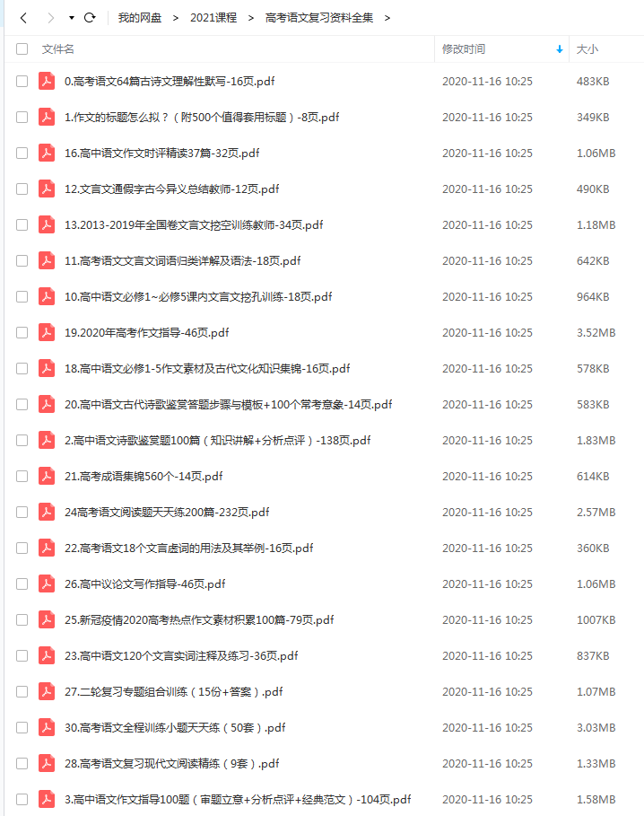 高考语文复习资料全集 百度网盘下载