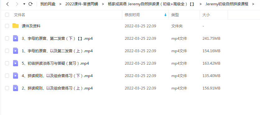 杨家成英语 Jeremy自然拼读课（初级+高级）