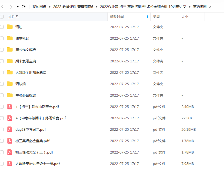 2022 初三 英语 密训班 多位老师合讲 10讲带讲义插图1爱书网–中小学课件学习