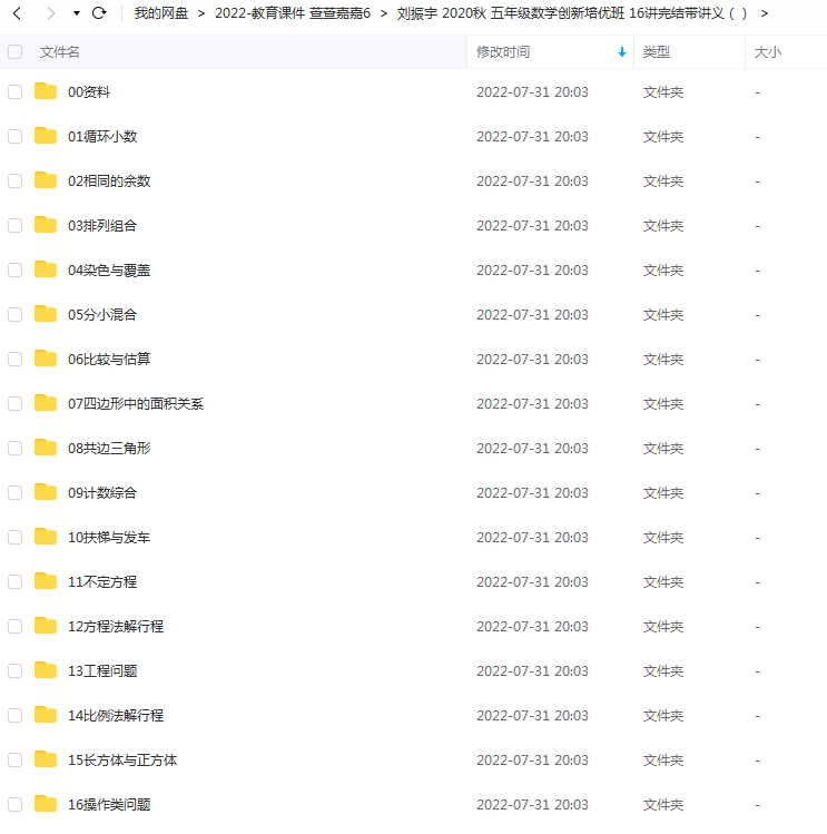 刘振宇 2020秋 五年级数学创新培优班 16讲完结带讲义插图爱书网–中小学课件学习